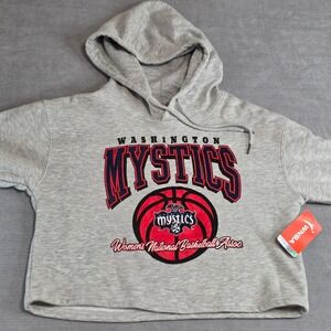WNBA Washington Mystics Hoodie Women Medium Grey Cropped Basketball Fan Gear